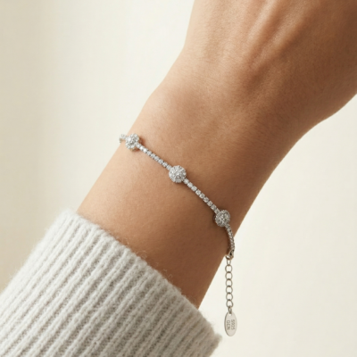 Geometric Interlocking Octagon 92.5 Sterling Silver Bracelet