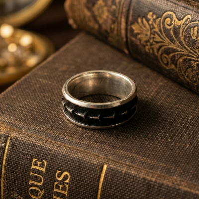 The Geometric Honeycomb 925 Silver Statement Band