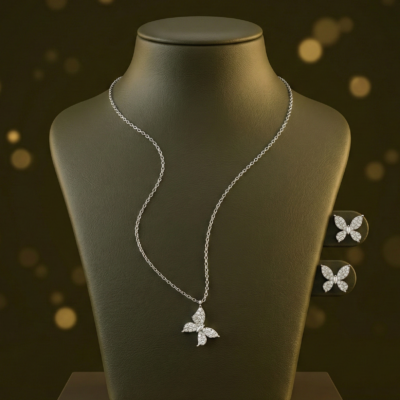 The Whimsical 925 Silver Butterfly Garden Necklace
