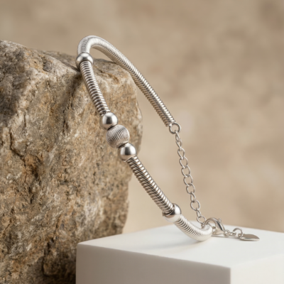 Architectural Solid Hex-Bolt 92.5 Sterling Silver Bracelet