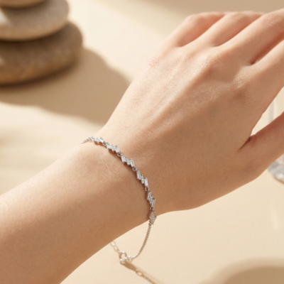 Architectural Square Venetian 92.5 Sterling Silver Bracelet