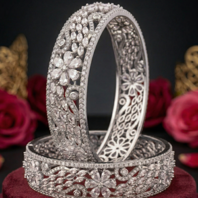 Sleek "Double-Groove" Racing 92.5 Sterling Silver Kada