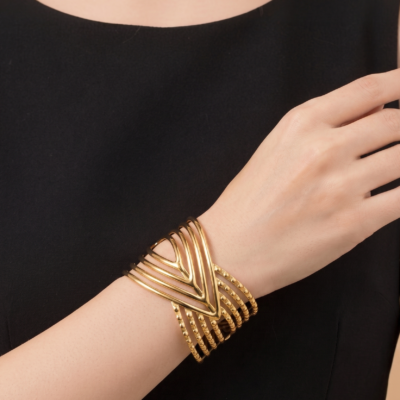 Sleek "Linear-Flow" Ribbed 92.5 Sterling Silver Bangle