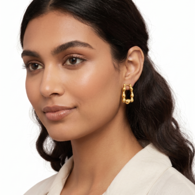 Intricate Handcrafted 92.5 Sterling Silver Interlocking Double-Hoop Earrings