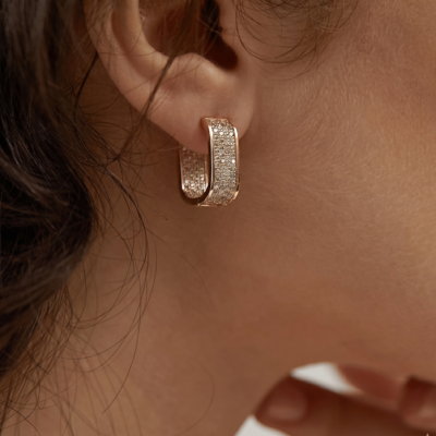 Sleek High-Definition 92.5 Sterling Silver Rectangular Link-Drop Earrings