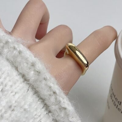 Sleek High-Definition 92.5 Sterling Silver Quad-Groove Asymmetric Ring