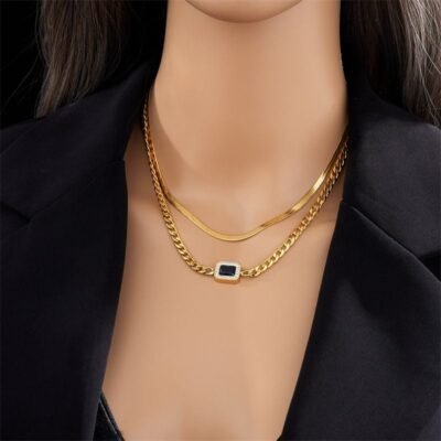 Premium Multi-Facet 92.5 Sterling Silver Architectural Decagonal Necklace