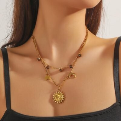 Premium Multi-Facet 92.5 Sterling Silver Architectural Sunburst Necklace
