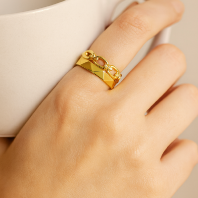 Intricate Heavy-Gauge 92.5 Sterling Silver Architectural Basketweave Ring