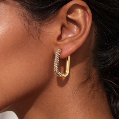 Sleek High-Definition 92.5 Sterling Silver Geometric Inverted-Triangle Threader Earrings