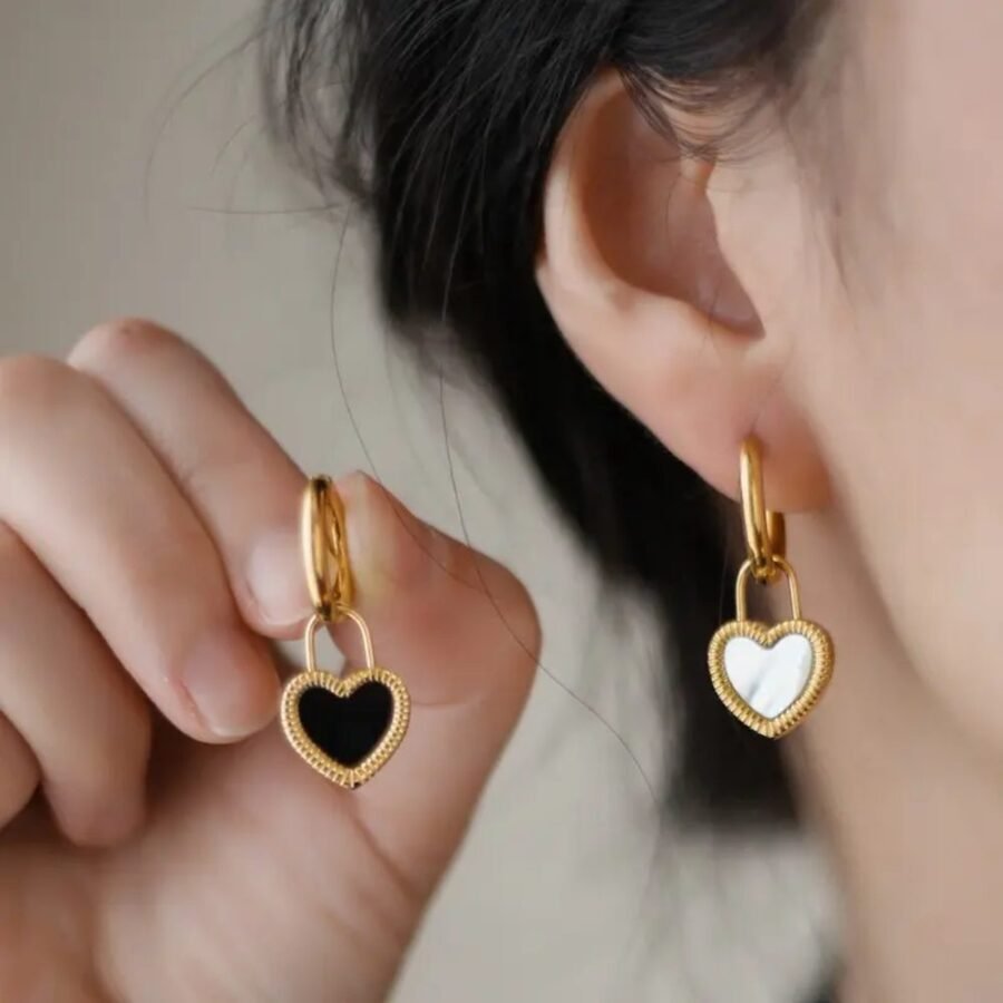 Heart Charm Hoop Earrings