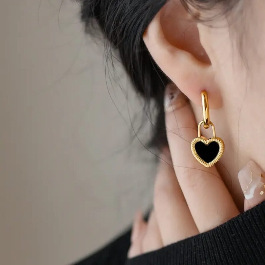 Heart Charm Hoop Earrings