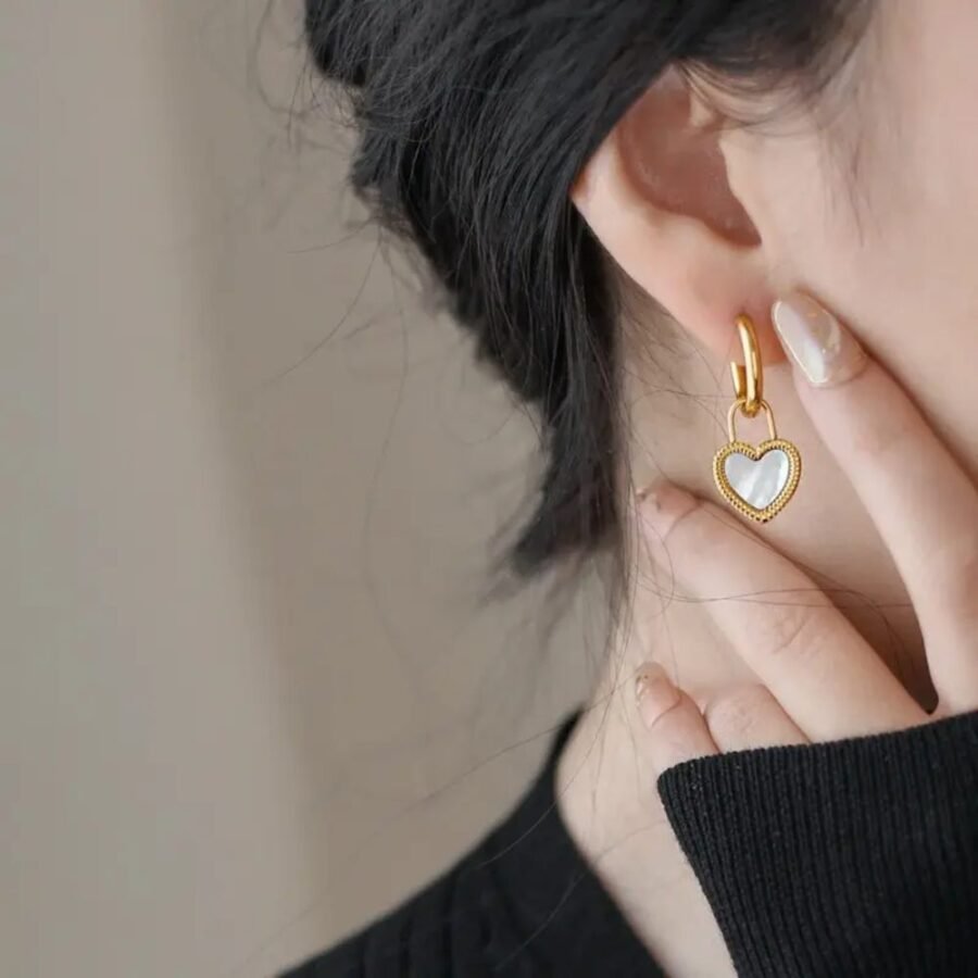 Heart Charm Hoop Earrings