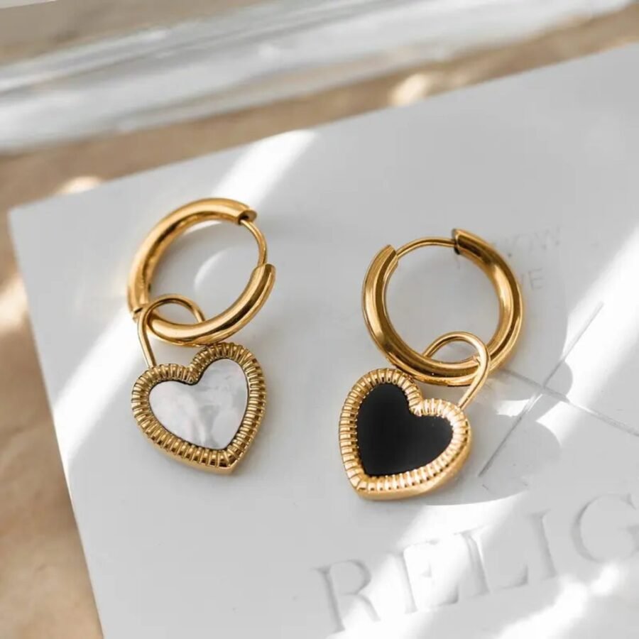 Heart Charm Hoop Earrings