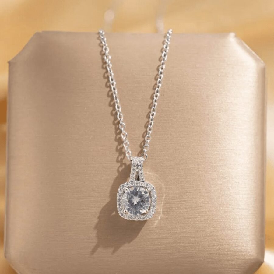 Crystal Square Pendant Necklace
