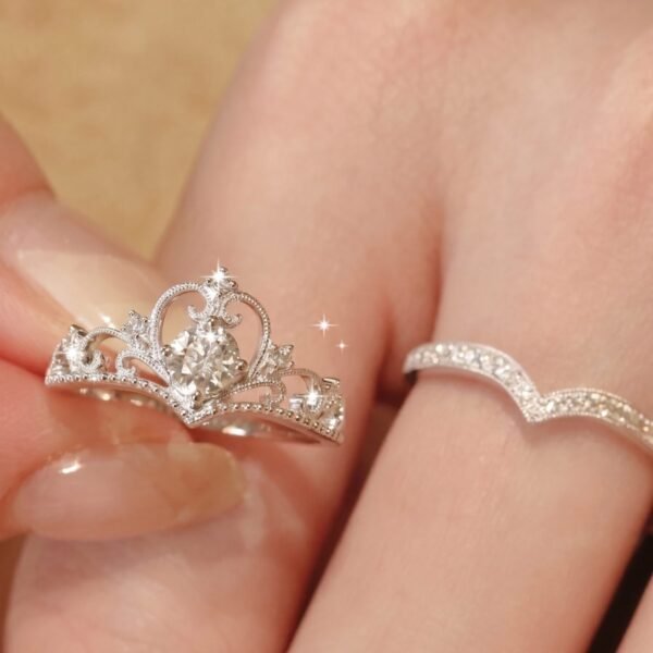 Silver Crown Ring Set