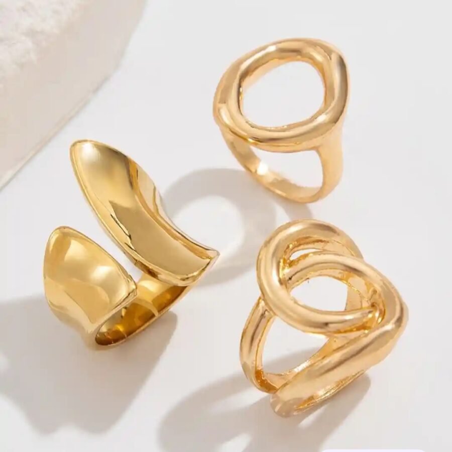 Bold Gold Trio Ring Set