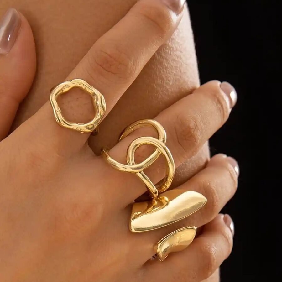 Bold Gold Trio Ring Set