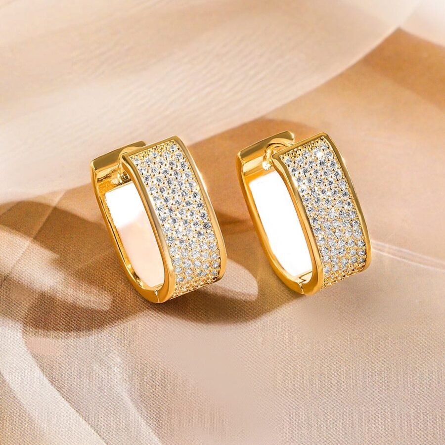 Wide Crystal Hoop Earrings