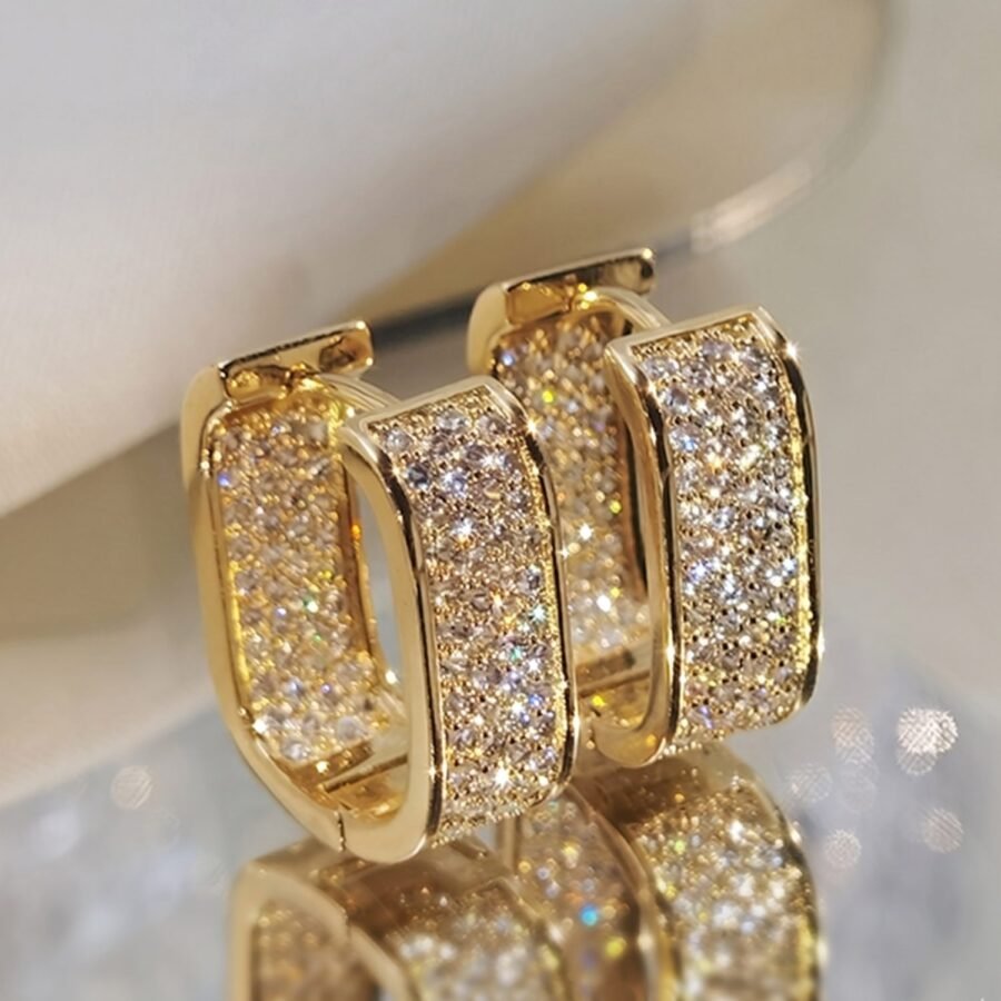 Wide Crystal Hoop Earrings
