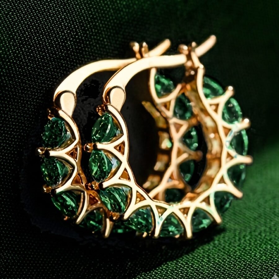 Emerald Crescent Drop Earrings