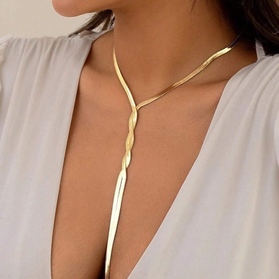 Gold Bar Link Chain Necklace