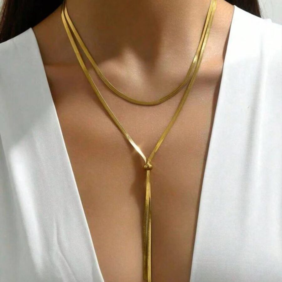 Gold Bar Link Chain Necklace