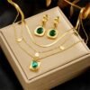 Emerald Stone Pendant Set