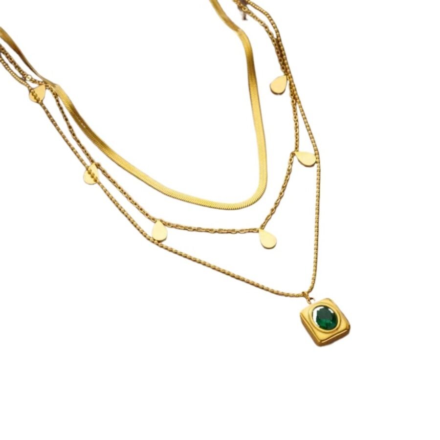 Emerald Stone Pendant Set
