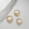 Gold Pebble Trio Ring Set