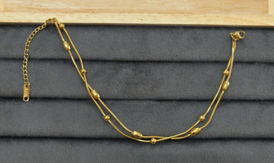 Golden Bead Layer Anklet