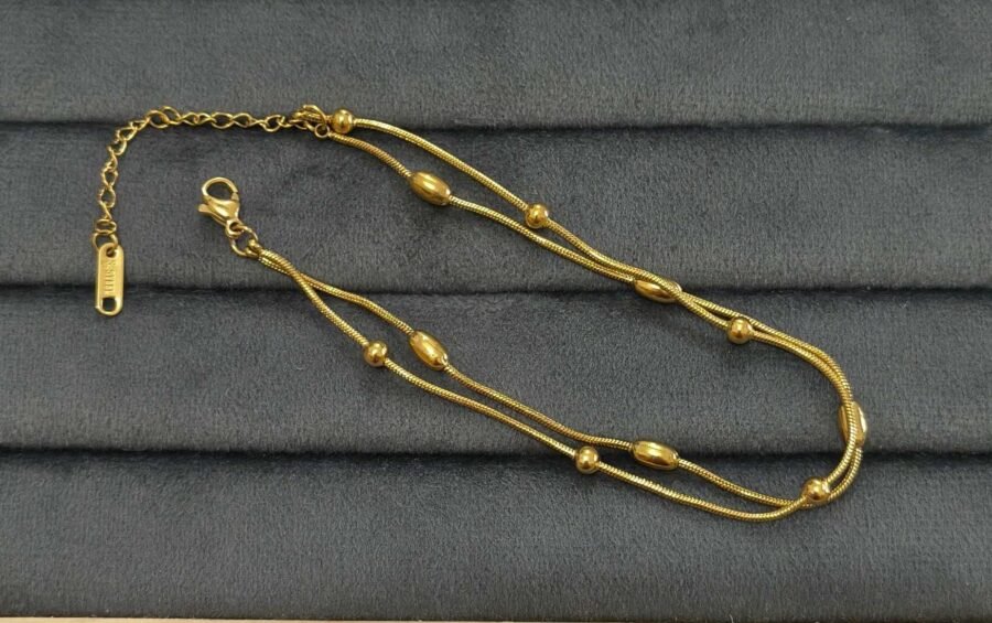 Golden Bead Layer Anklet