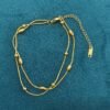 Golden Bead Layer Anklet