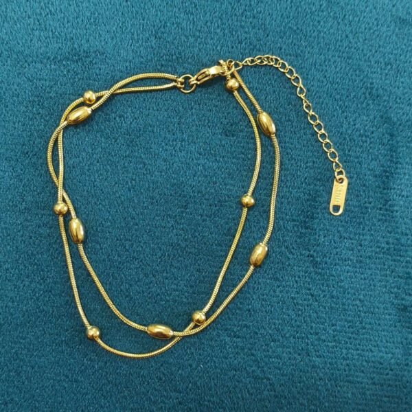 Golden Bead Layer Anklet