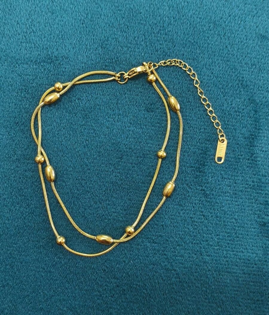 Golden Bead Layer Anklet