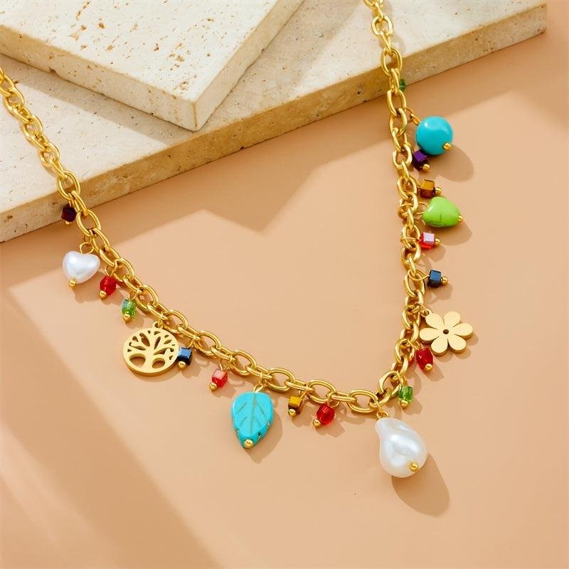Rainbow Bead Charm Necklace