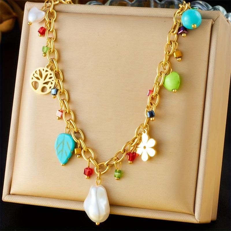 Rainbow Bead Charm Necklace