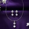 925 Silver CZ Solitaire Pendant Necklace Set