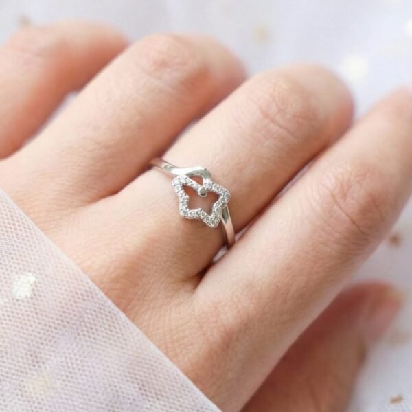 925 Silver CZ Open Star Ring
