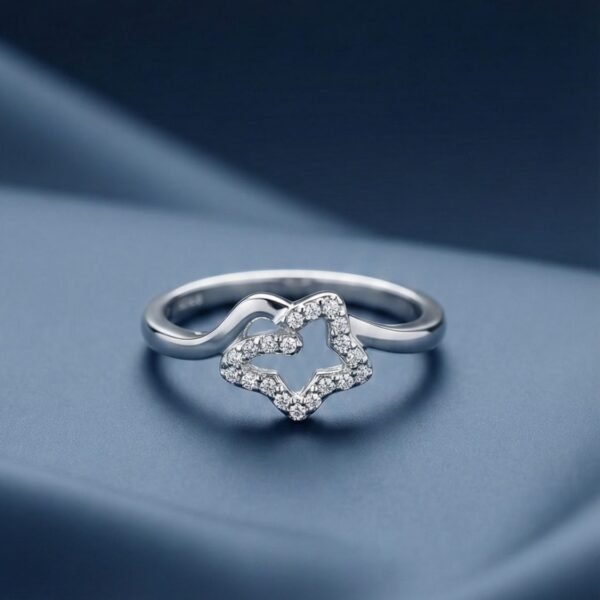 925 Silver CZ Open Star Ring