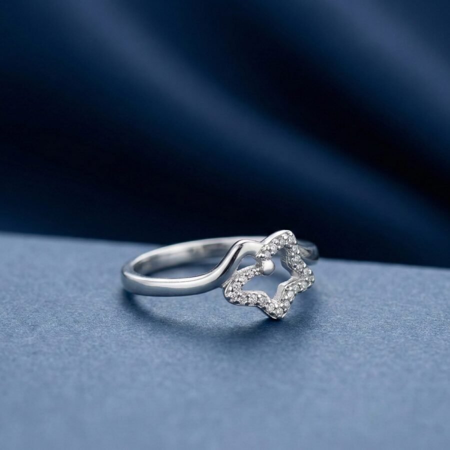 925 Silver CZ Open Star Ring