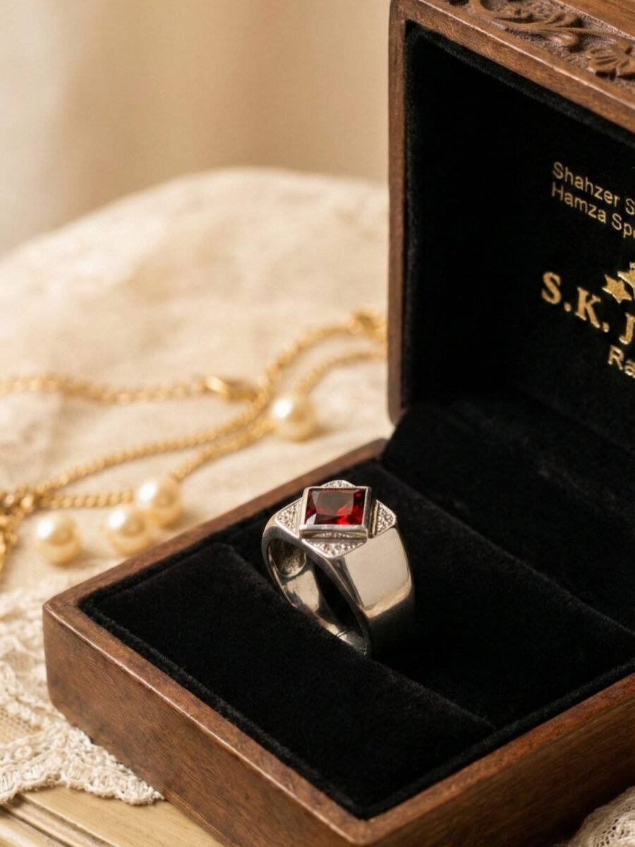 925 Silver Blue Stone Pearl Drop Ring