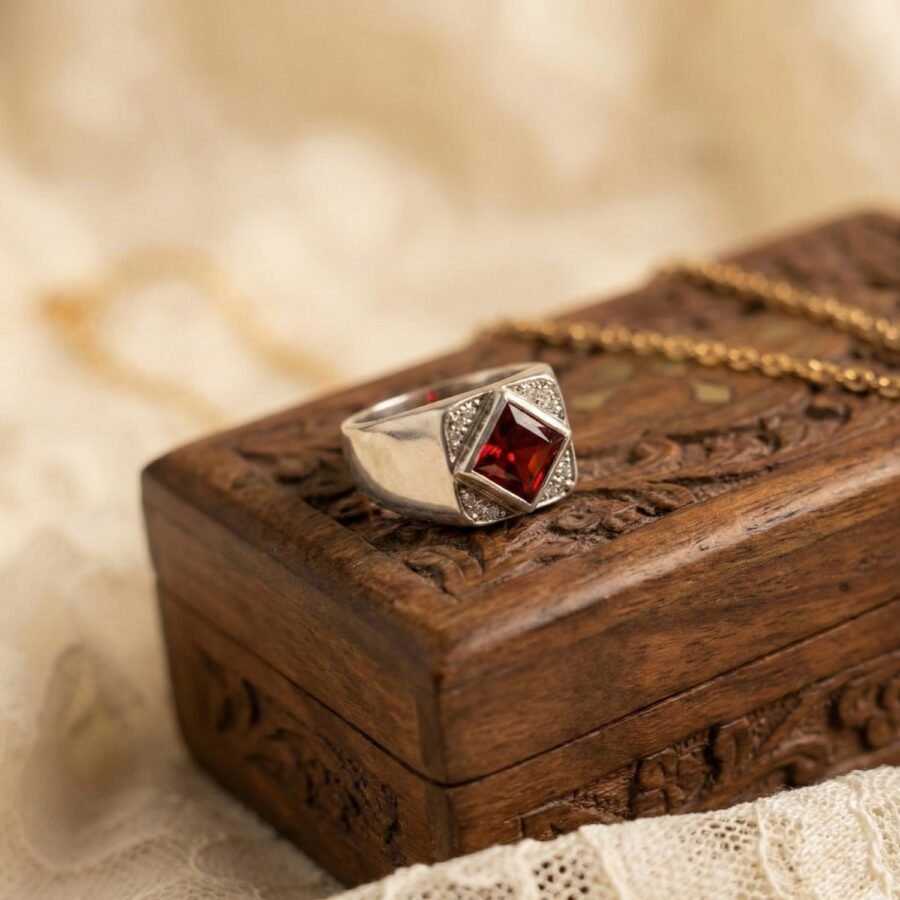925 Silver Blue Stone Pearl Drop Ring