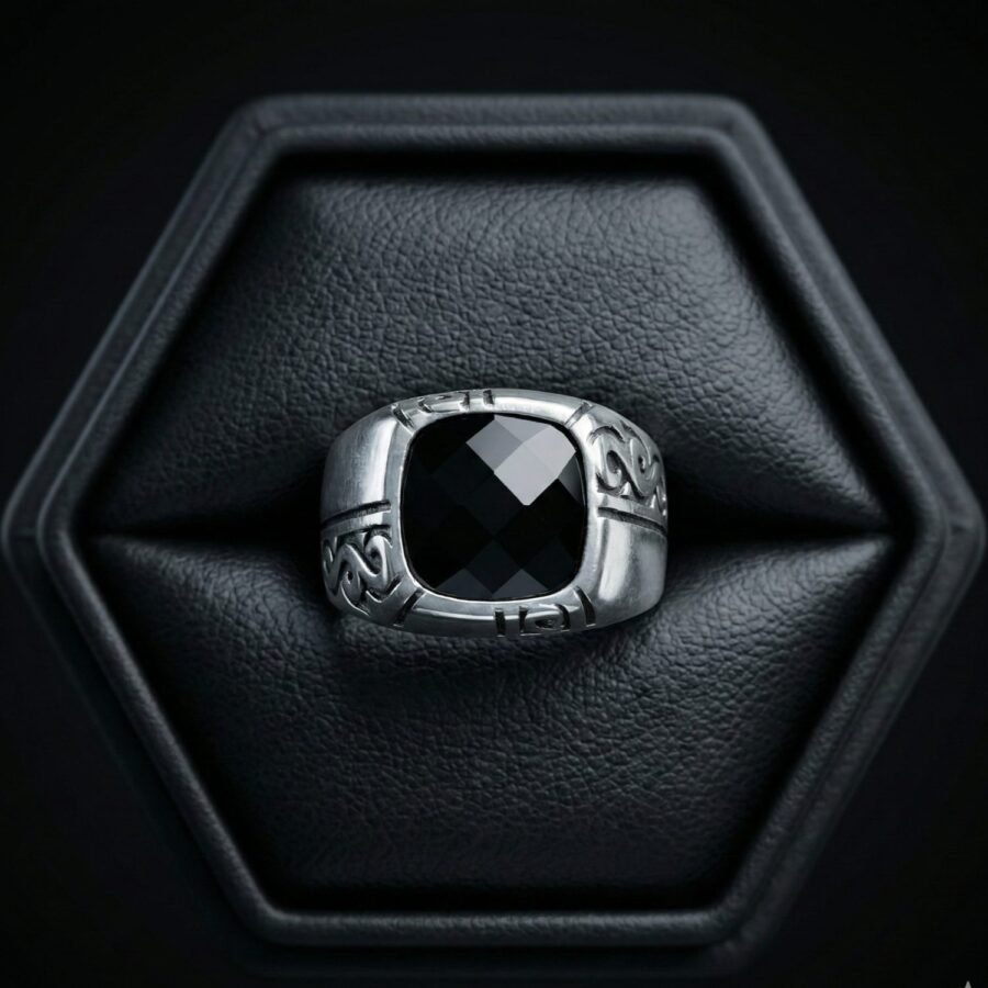 925 Silver Hexagon CZ Ring