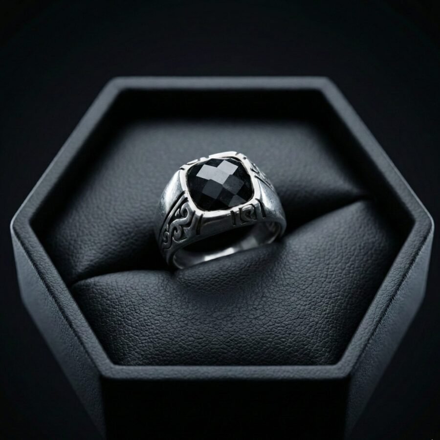 925 Silver Hexagon CZ Ring