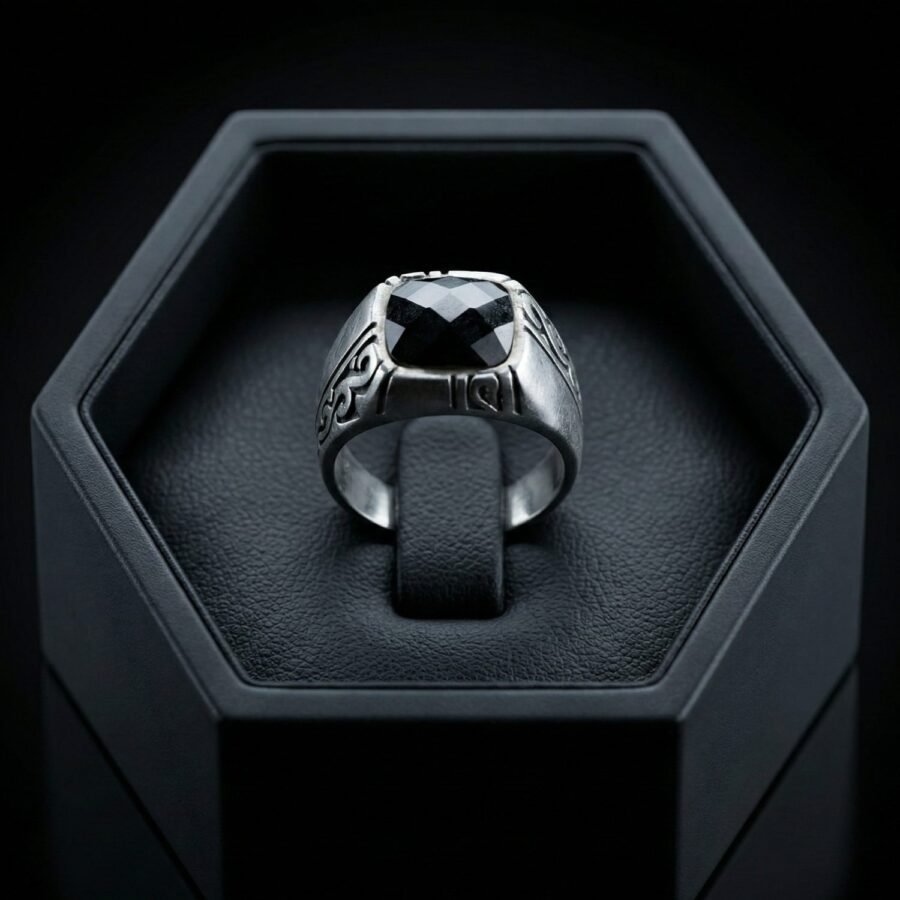 925 Silver Hexagon CZ Ring