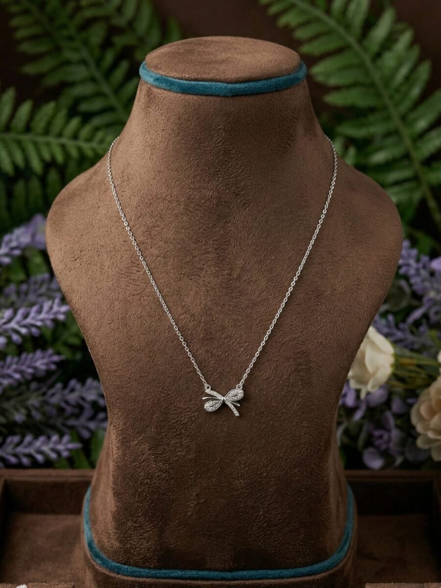 925 Silver CZ Cluster Necklace and Earring Set