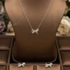 925 Silver CZ Cluster Necklace and Earring Set