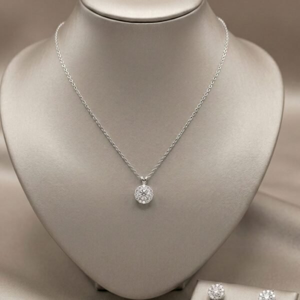 925 Silver CZ Pendant and Earring Set