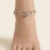 Sterling Silver Floral Charm Anklet